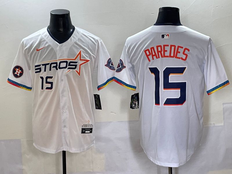 Men Houston Astros #15 Paredes White Fourth generation Joint Name 2025 Nike MLB Jersey style 6